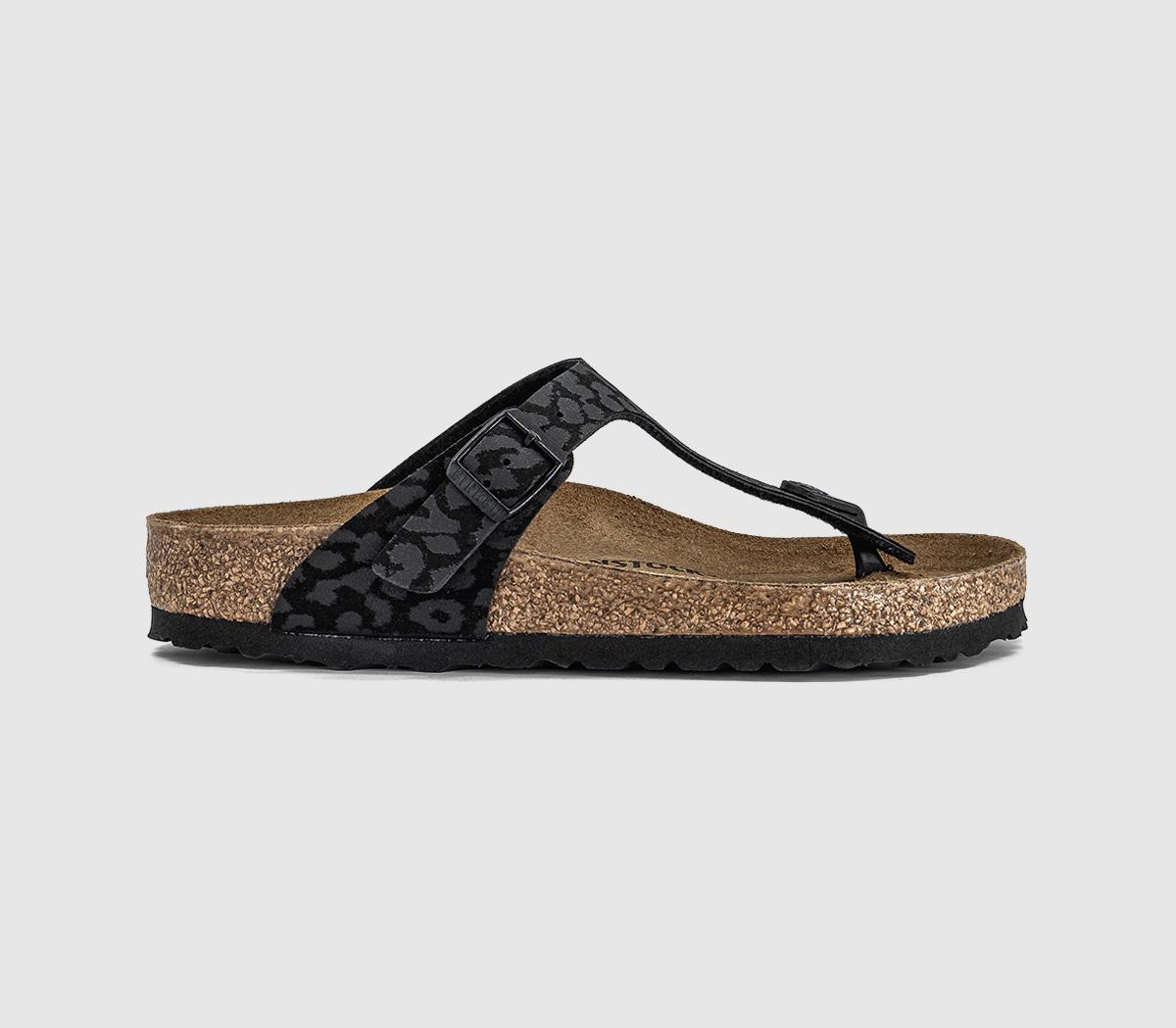 BIRKENSTOCKToe Thong Footbed SandalsLeopard Black