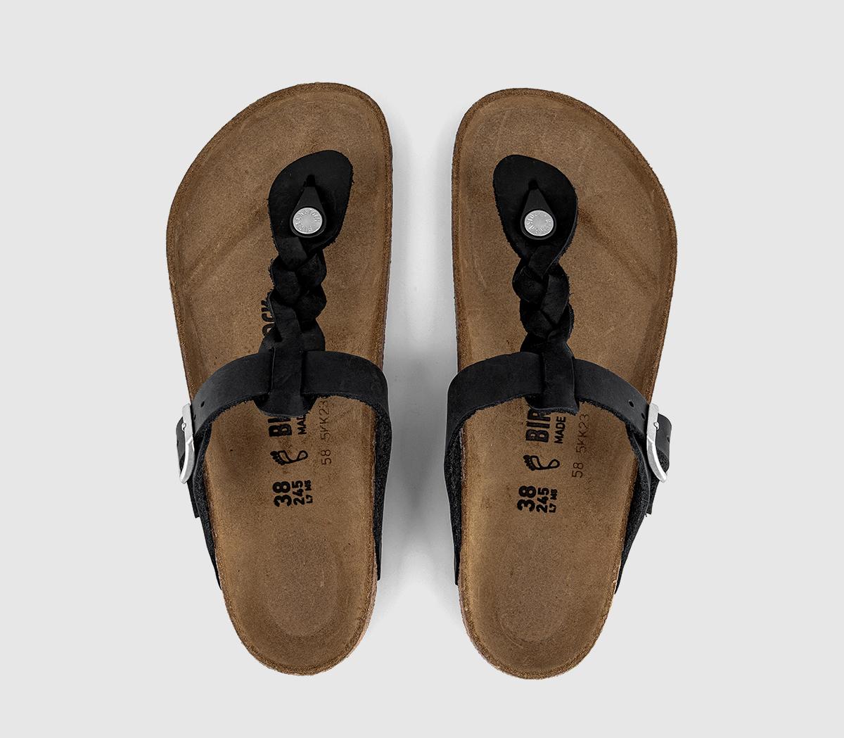 BIRKENSTOCKGizeh Toe Thong Footbed SandalsBlack Braided Leather