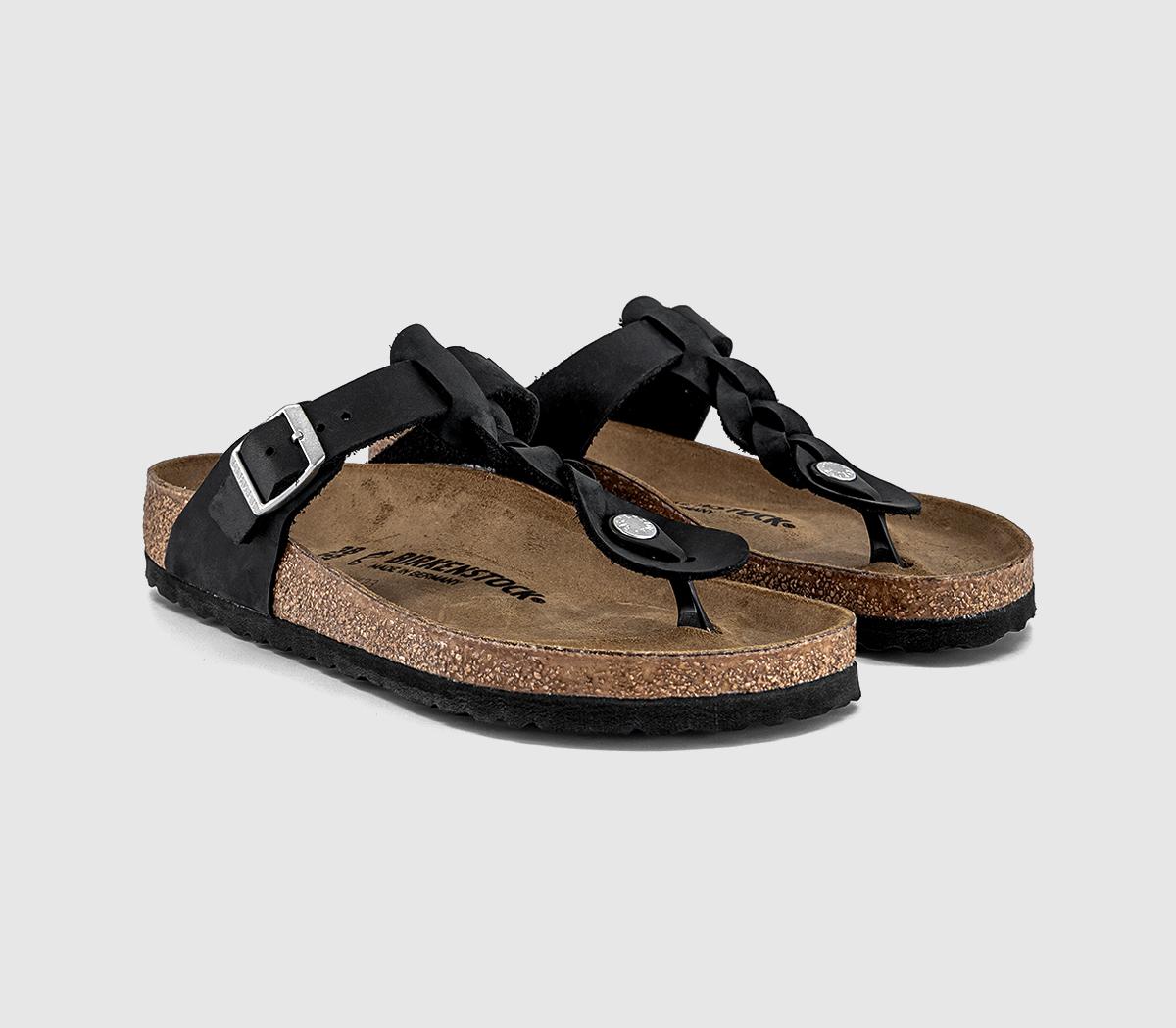 BIRKENSTOCKGizeh Toe Thong Footbed SandalsBlack Braided Leather