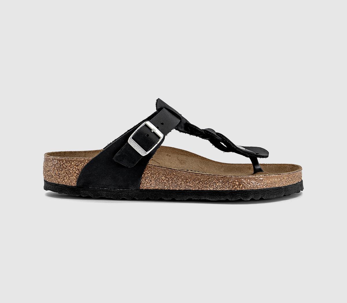 BIRKENSTOCKGizeh Toe Thong Footbed SandalsBlack Braided Leather