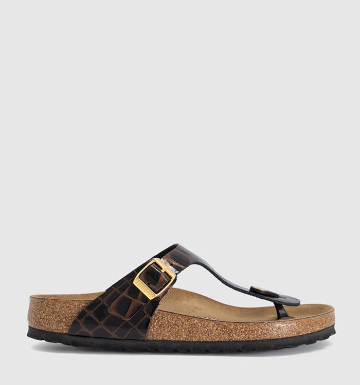 BIRKENSTOCK Gizeh Toe Thong Footbed Animal Emboss Black