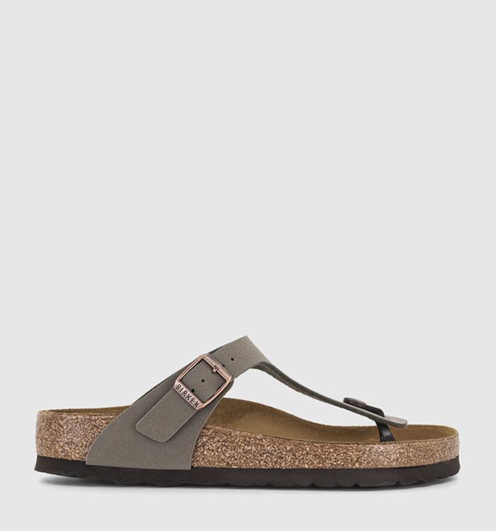 BIRKENSTOCK Toe Thong Footbed Sandals Stone