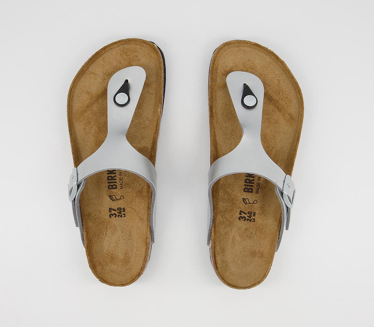 BIRKENSTOCK Toe Thong Footbed Sandals BIRKENSTOCK Toe Thong Footbed Sandals Silver Syn