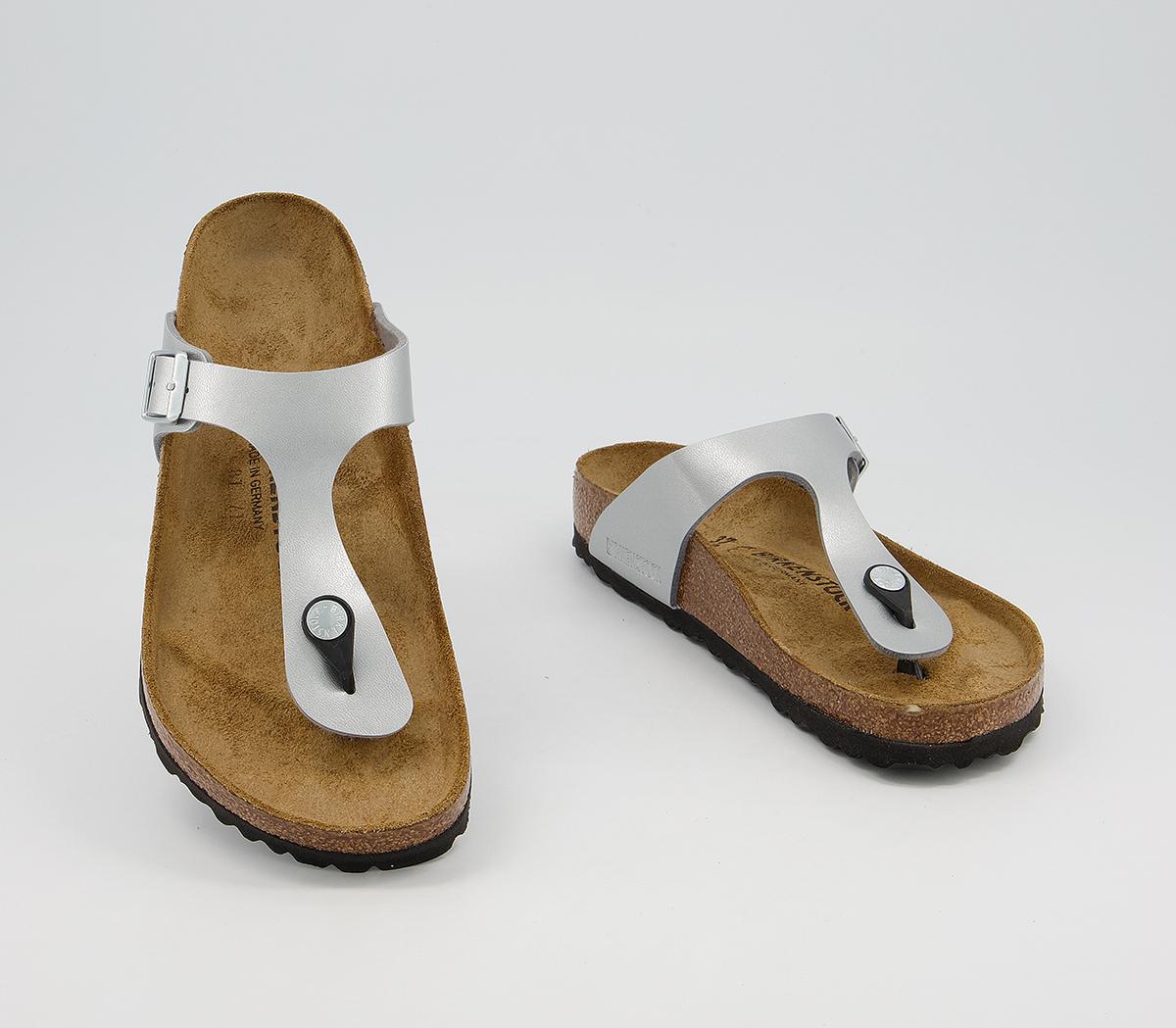 BIRKENSTOCK Toe Thong Footbed Sandals BIRKENSTOCK Toe Thong Footbed Sandals Silver Syn