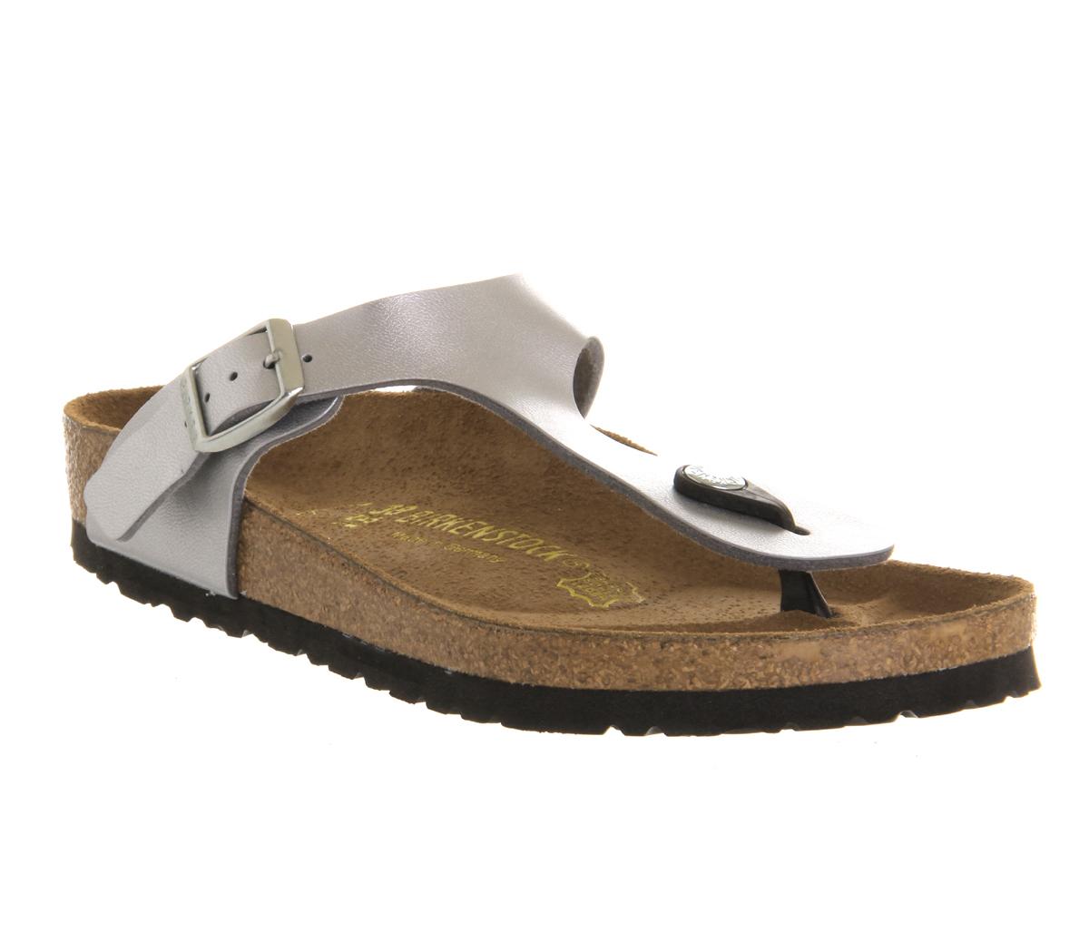 BIRKENSTOCK Toe Thong Footbed Sandals BIRKENSTOCK Toe Thong Footbed Sandals Silver Syn