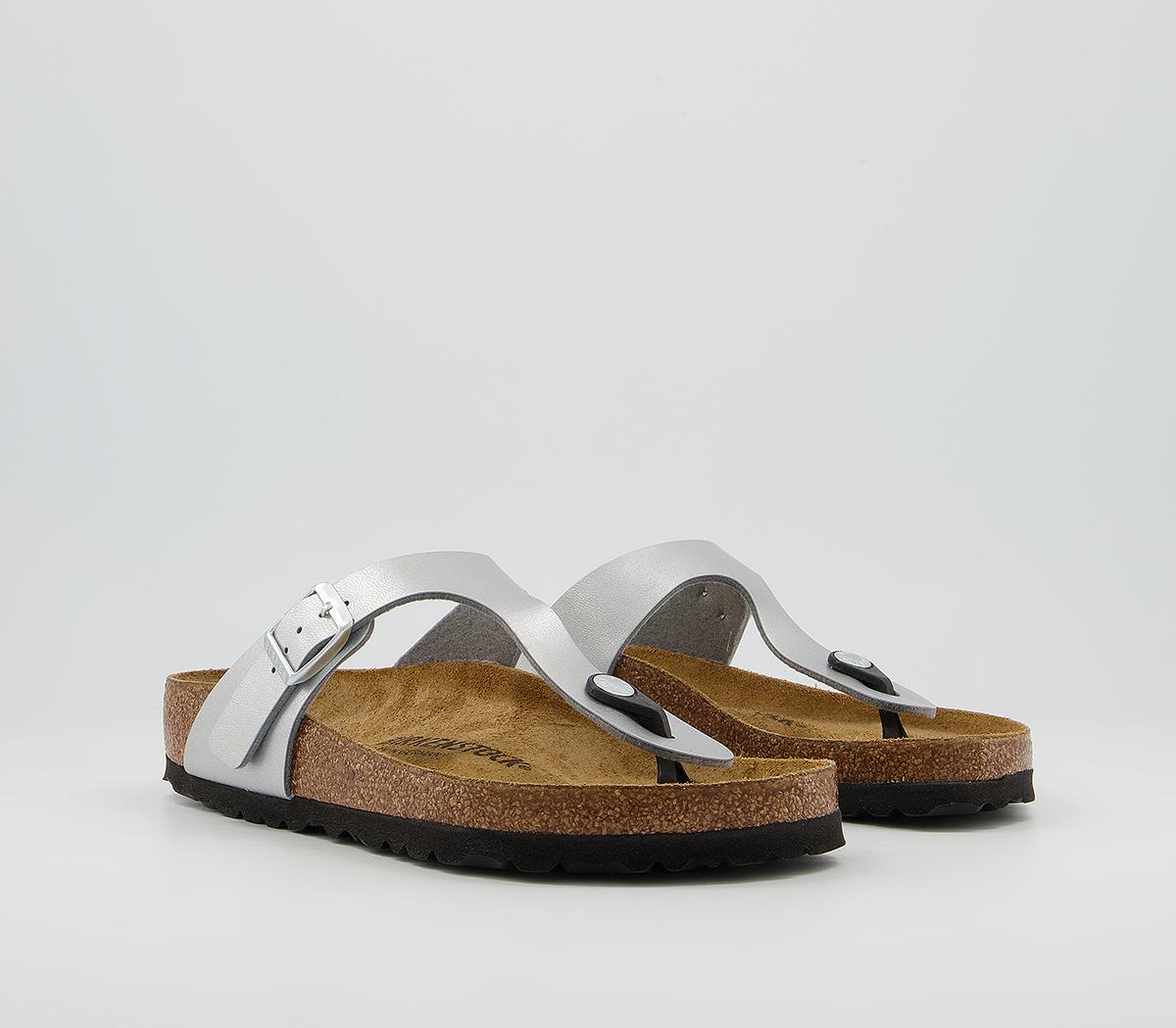 BIRKENSTOCK Toe Thong Footbed Sandals BIRKENSTOCK Toe Thong Footbed Sandals Silver Syn