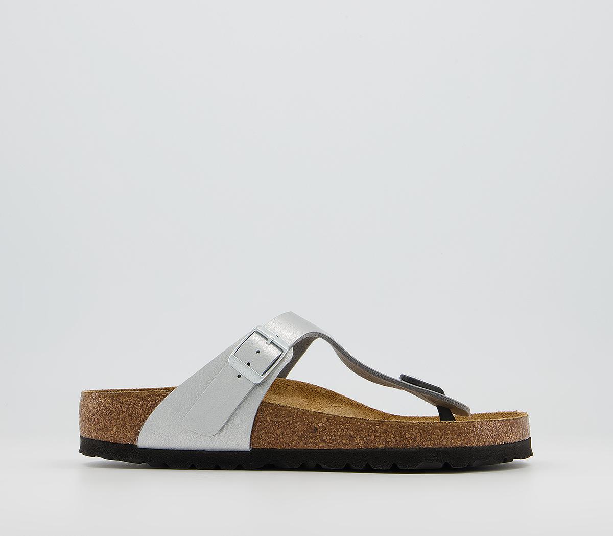 Toe Thong Footbed Silver Syn Sandals
