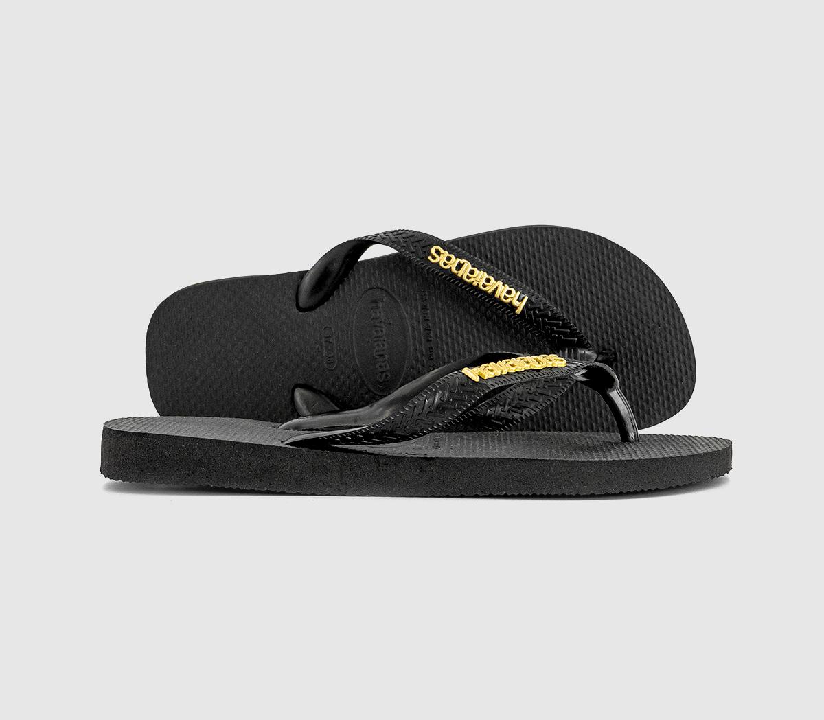 HavaianasTop Logo Metallic Flip Flops HavaianasTop Logo Metallic Flip FlopsBlack Gold