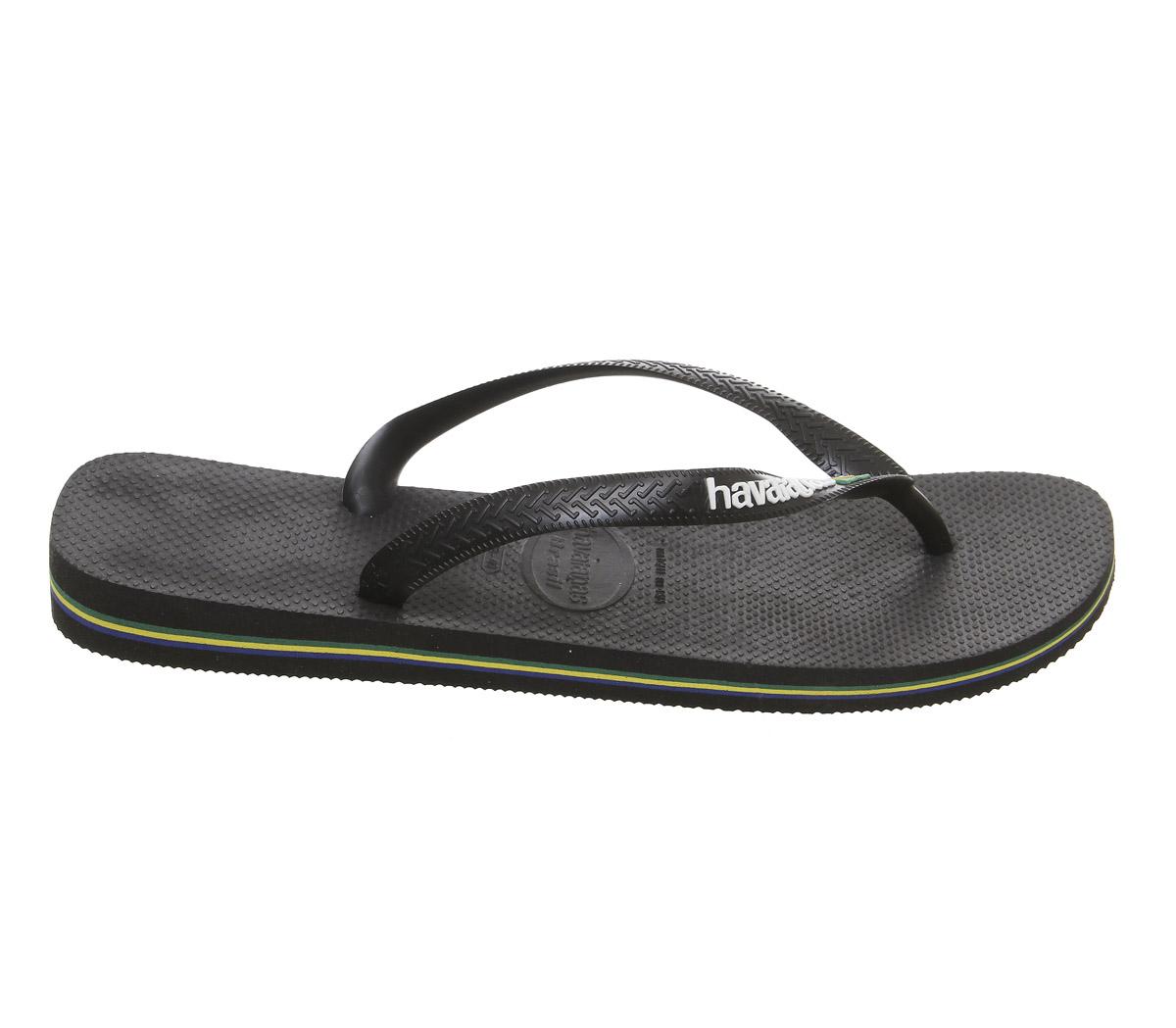 Havaianas Brasil Logo Flip Flops Black - Men’s Sandals