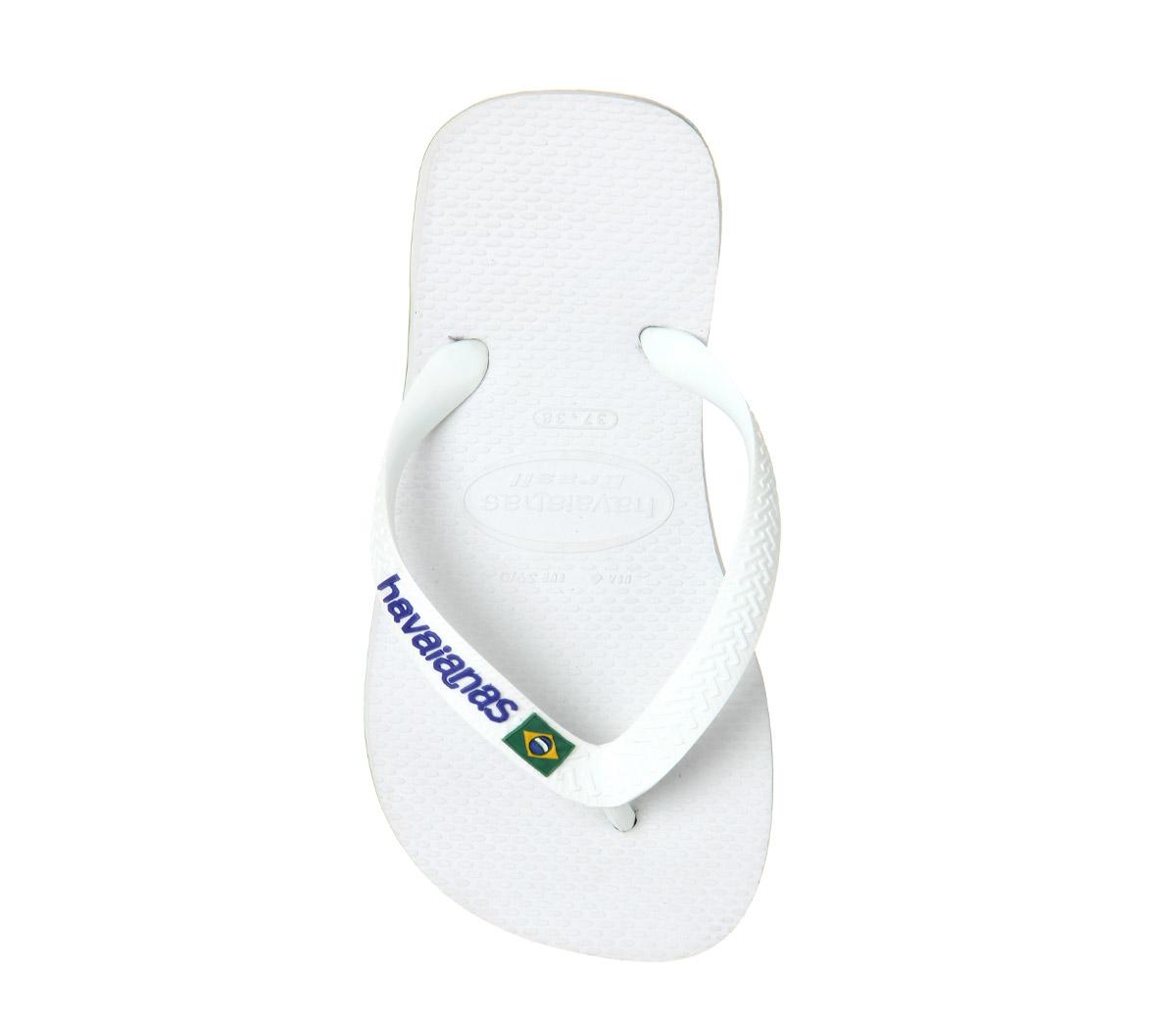 Havaianas Brasil Logo Flip Flops White - Men’s Sandals