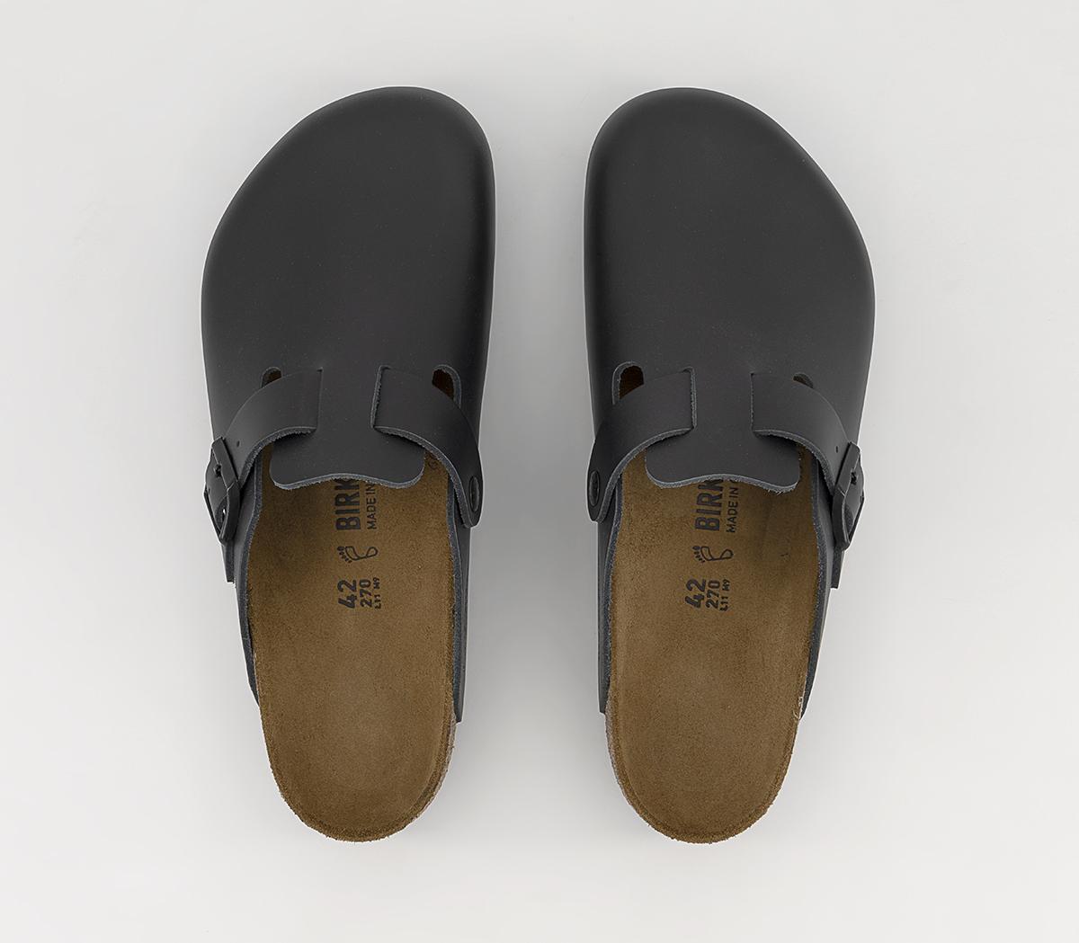 BIRKENSTOCK Boston Clogs Black Leather - Men's Casual Shoes