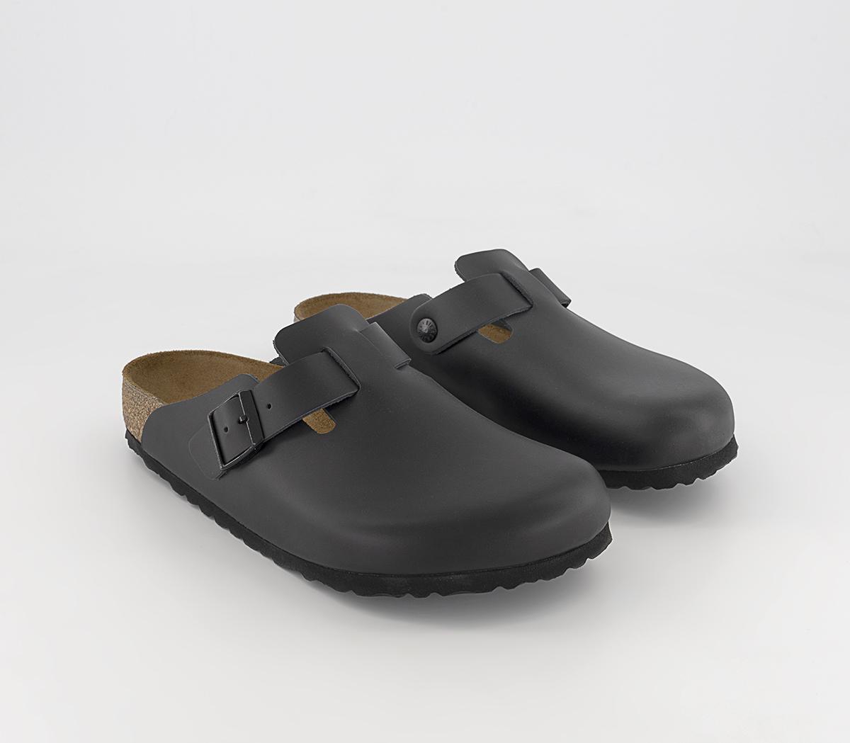 Birkenstock Mens Boston Clog Black Leather Sandals, 8