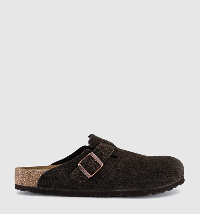 BIRKENSTOCK Boston Clogs Mocha Suede Leather