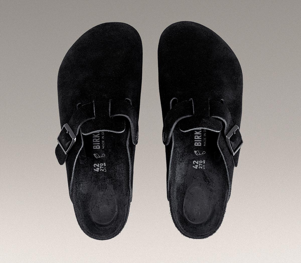 BIRKENSTOCKBoston Men's ClogsBlack Exq Suede