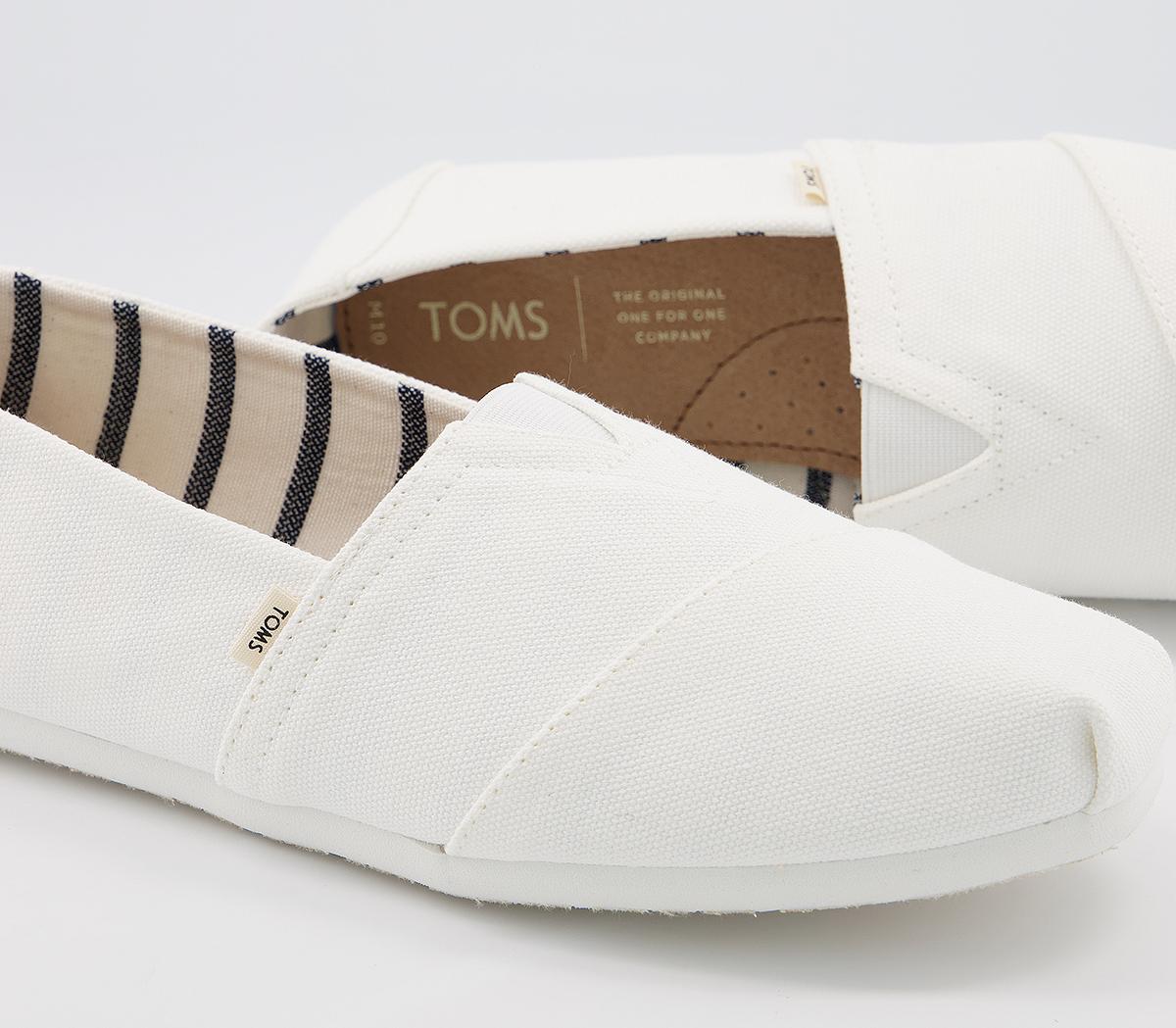 TOMS Toms Classic Slip Ons Optic White Heritage Canvas Men #39 s Casual Shoes