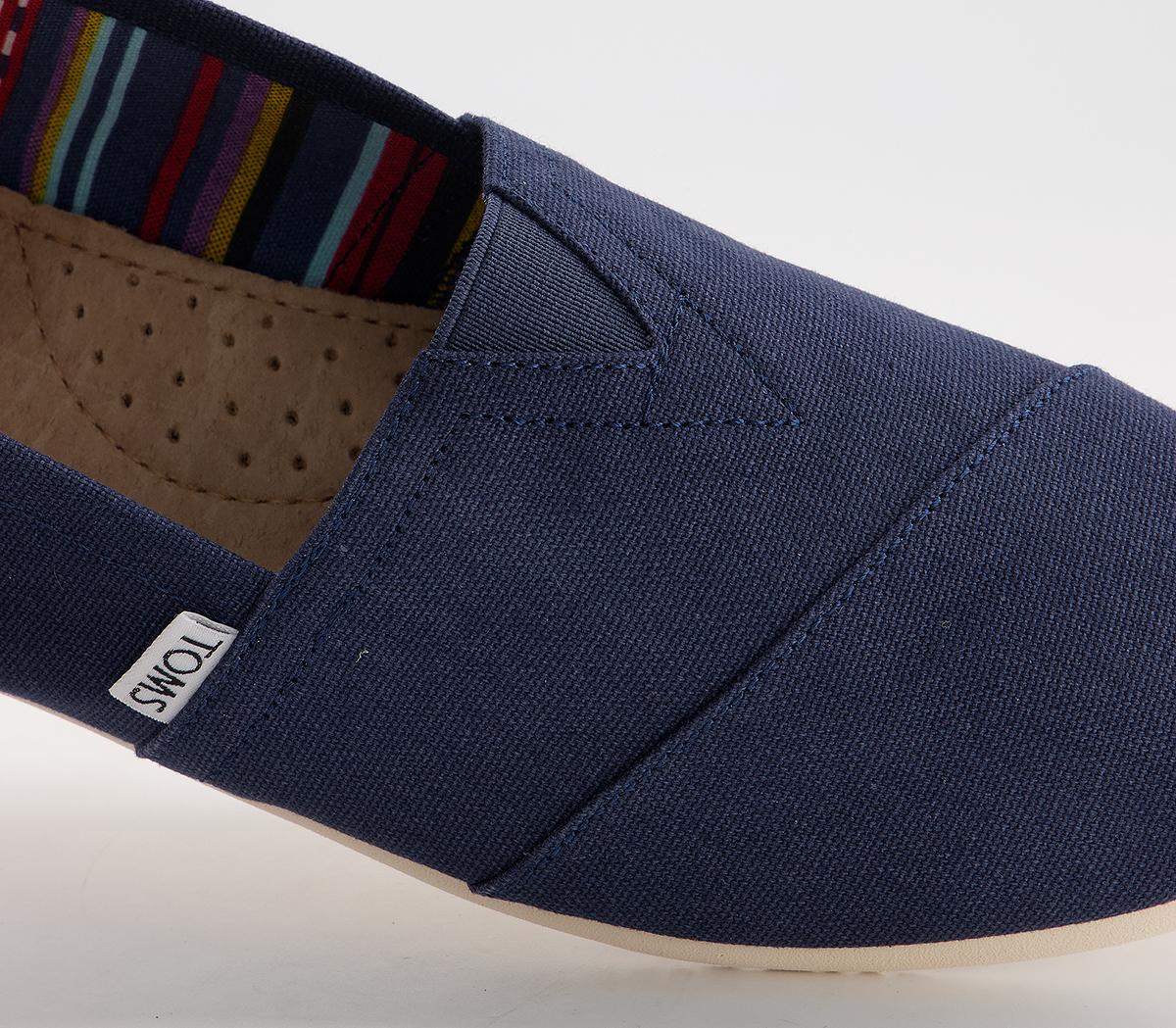TOMS Classic Slip Ons TOMS Classic Slip Ons Navy Canvas
