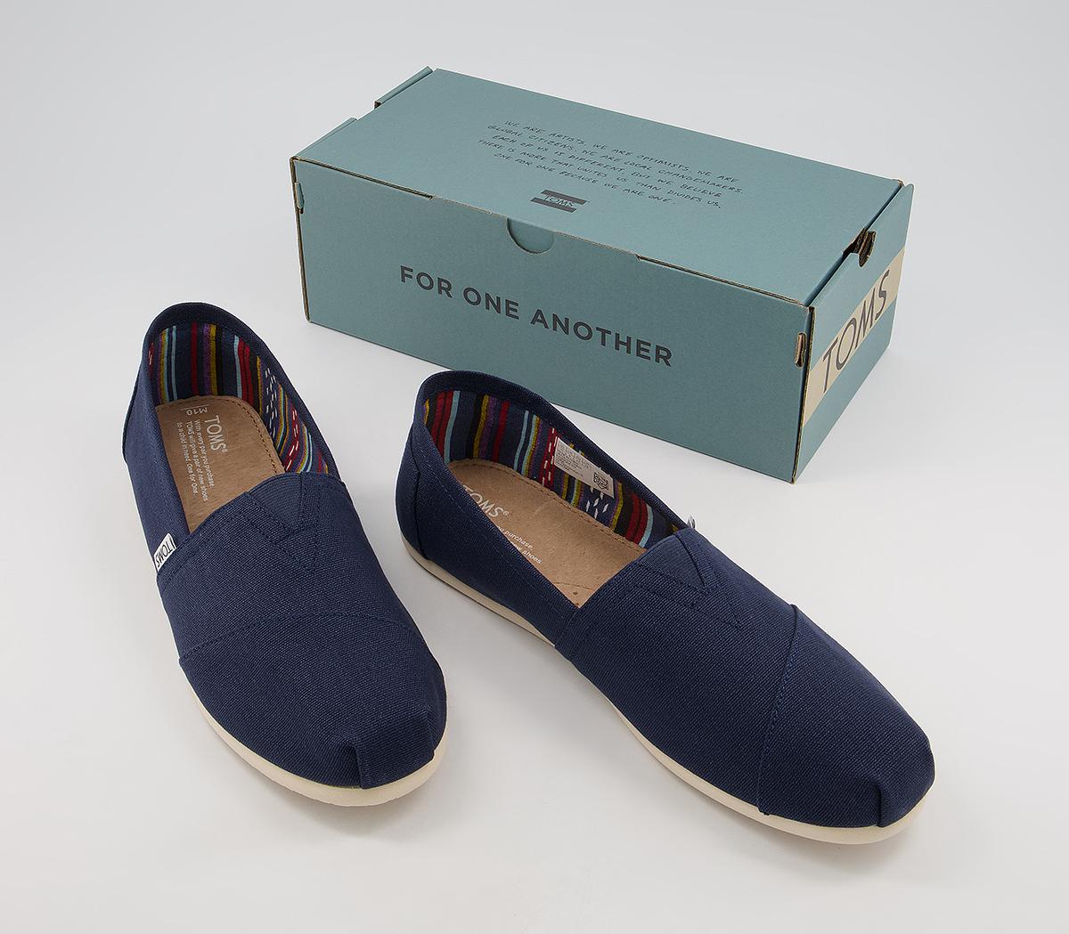 TOMS Classic Slip Ons TOMS Classic Slip Ons Navy Canvas