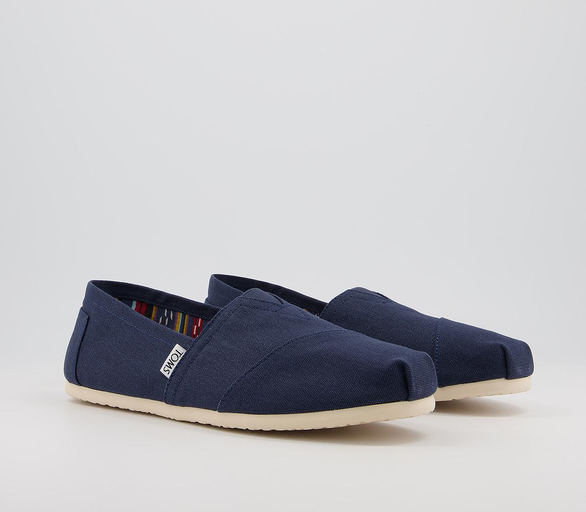 TOMS Classic Slip Ons TOMS Classic Slip Ons Navy Canvas