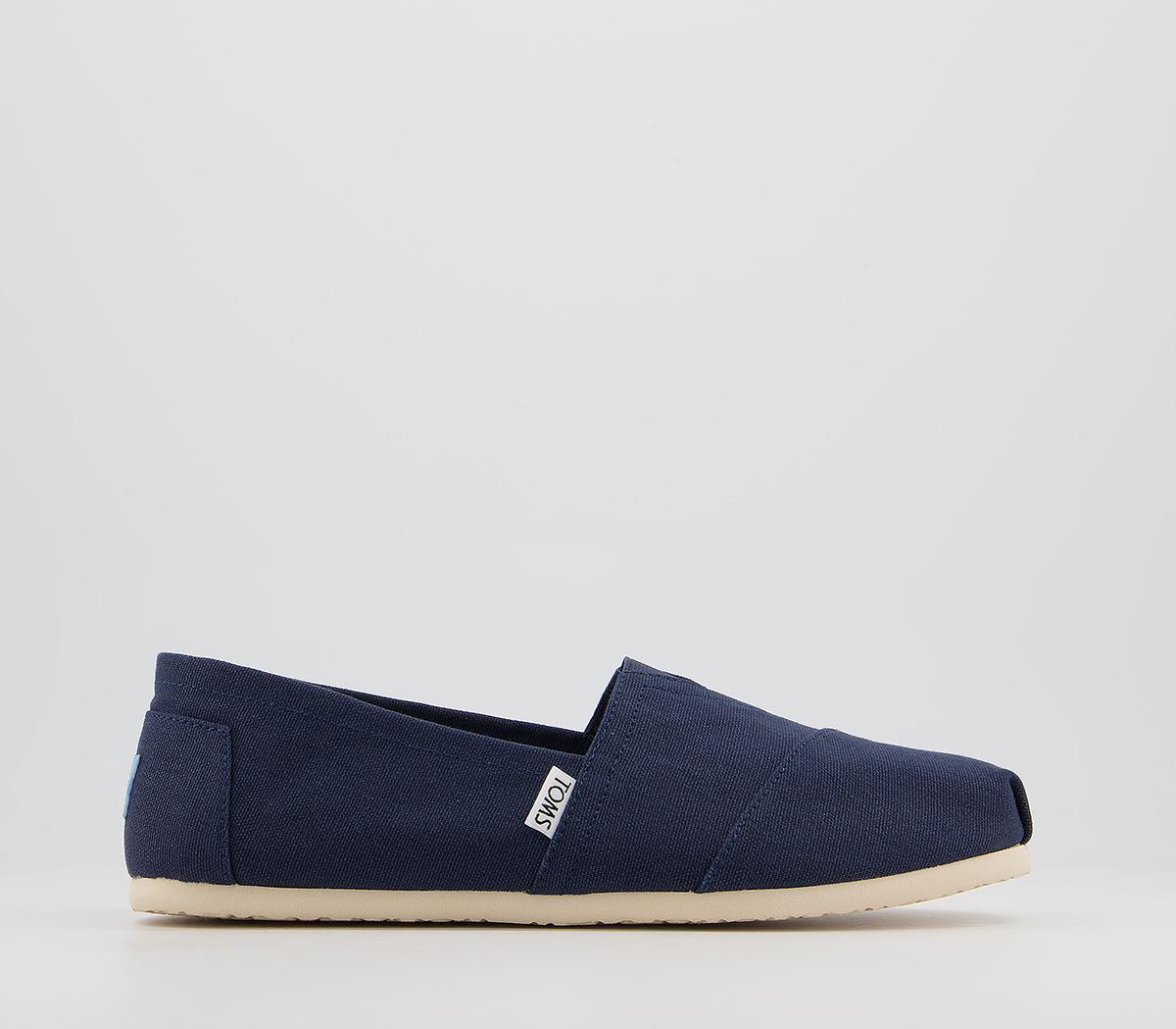 toms classic slip ons navy canvas