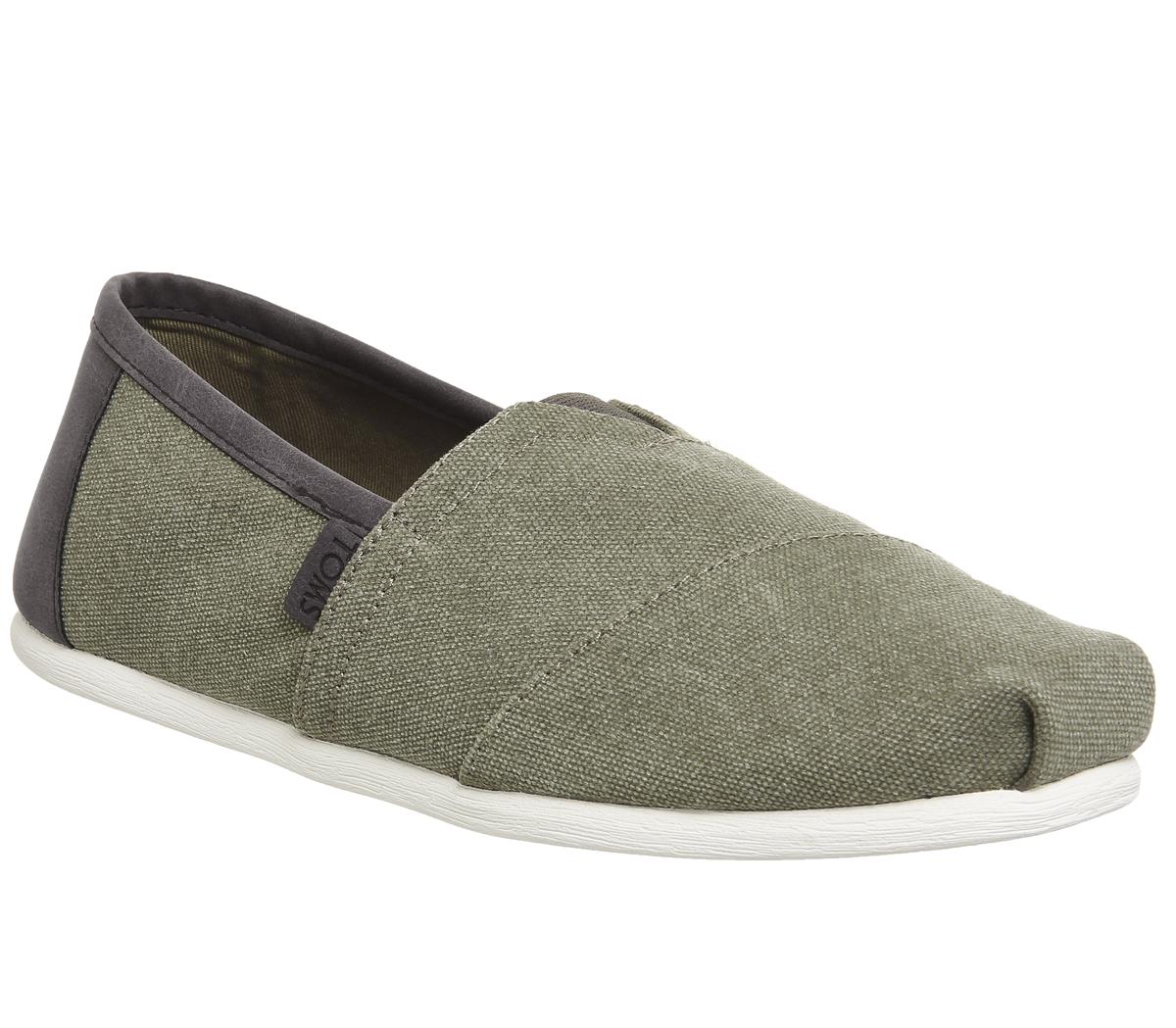 TOMSToms Classic Slip Ons Olive Washed Canvas Trim