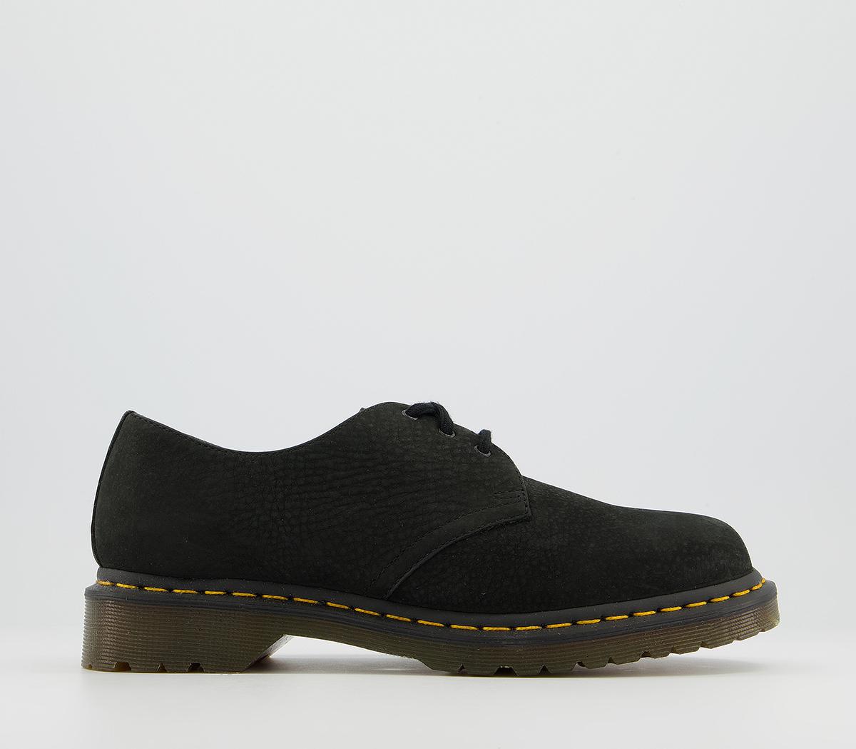 Dr. Martens 3 Eye Lace Shoes Black Milled Nubuck Men s Smart Shoes