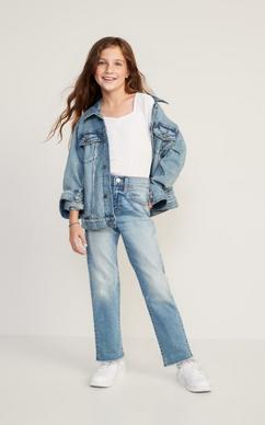 The Beige Town Girl's Denim straight fit Bell Bottom Jeans, solid