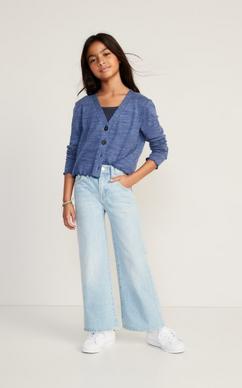 High-Waisted Baggy Wide-Leg Cargo Jeans for Girls