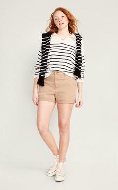 Khaki shorts women old on sale navy