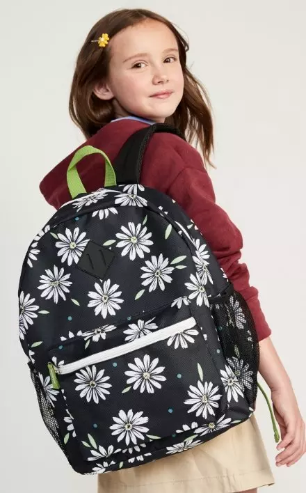 A printed canvas backpacks for kids.