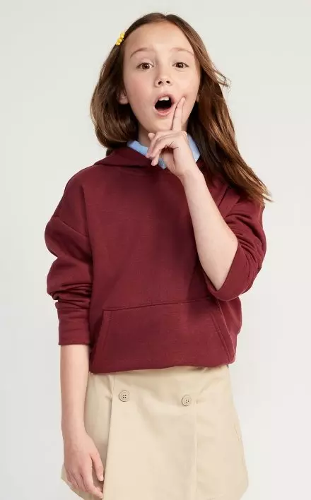 A gender neutral pullover hoodie.