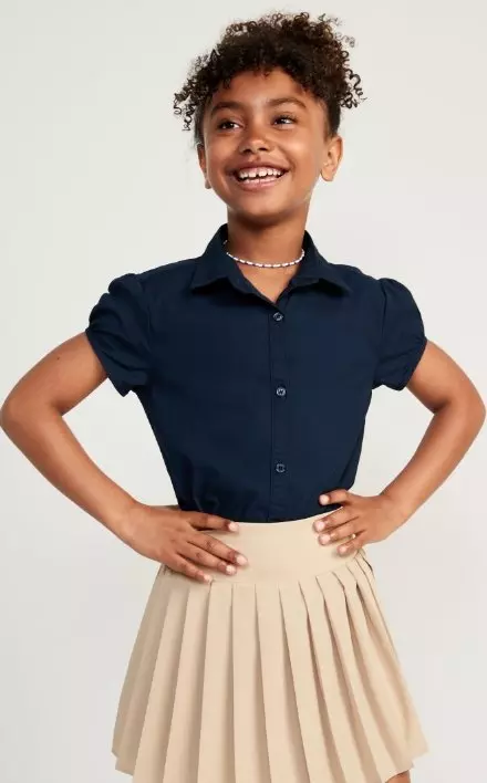 A school uniform short-sleeve shirt for girls.
