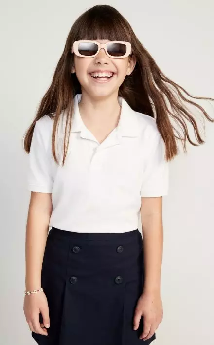 A white school uniform polo shirt.