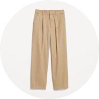 High-Waisted Pleated Chino Ankle Pants for Women