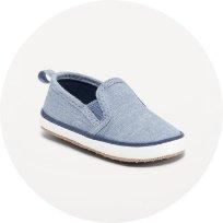 Image features unisex blue slip-on shoes for baby