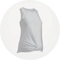 Image features maternity twist-front tank top.