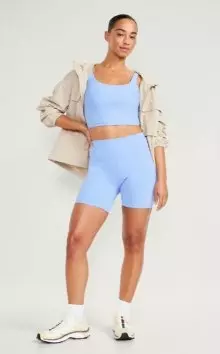 A light blue active matching top and shorts set. 