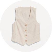 Linen blend vest for women.