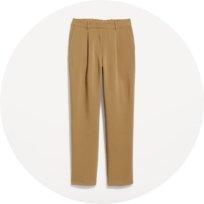 Extra high waisted linen blend straight pants.