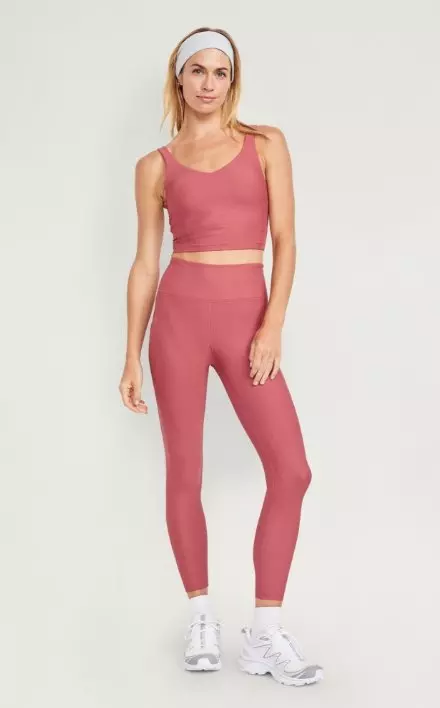 A female model wears High-Waisted PowerSoft Leggings.