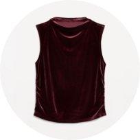 Mock-Neck Velvet Top