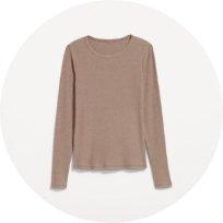 Plush-Knit Long-Sleeve T-Shirt