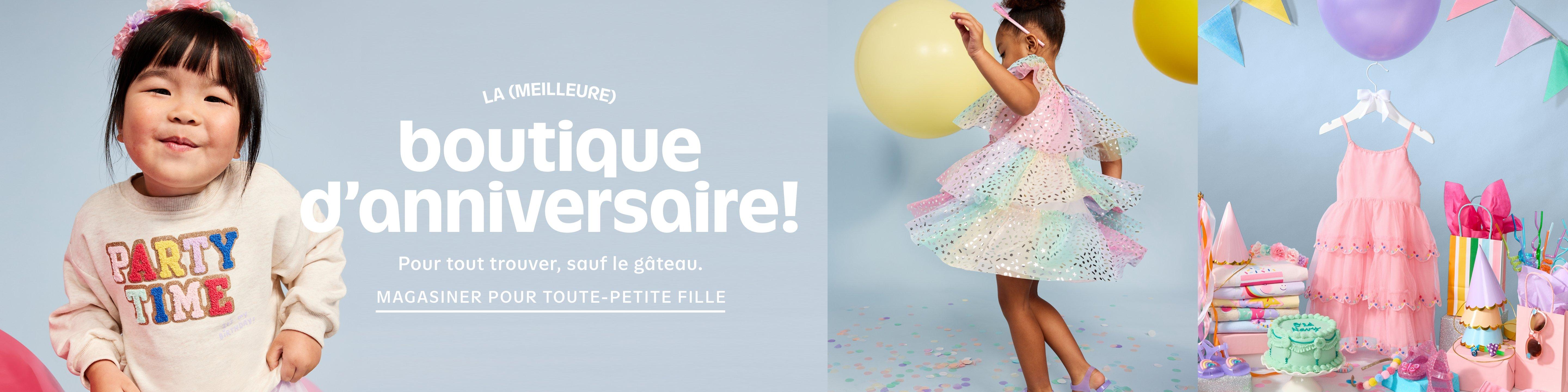 La (MEILLEURE) boutique d’anniversaire! Pour tout trouver, sauf le gâteau. Magasiner Toute-petite.