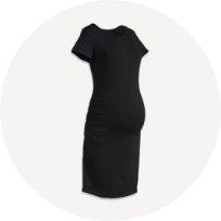 Maternity short-sleeve bodycon dress.