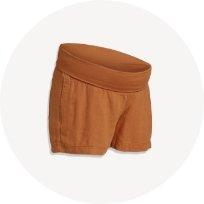 Maternity linen-blend pull-on shorts.