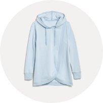 Maternity cross-front nursing pullover.