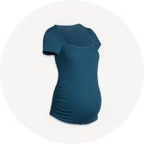 Maternity square-neck ribbed top.