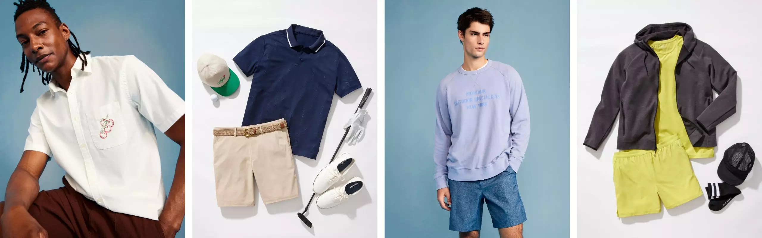 Images of male models wearing Old Navy New Arrivals styles.