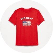 Image of a red Old Navy flag tee.