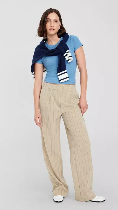 An extra high-waisted wide leg taylor linen pants.