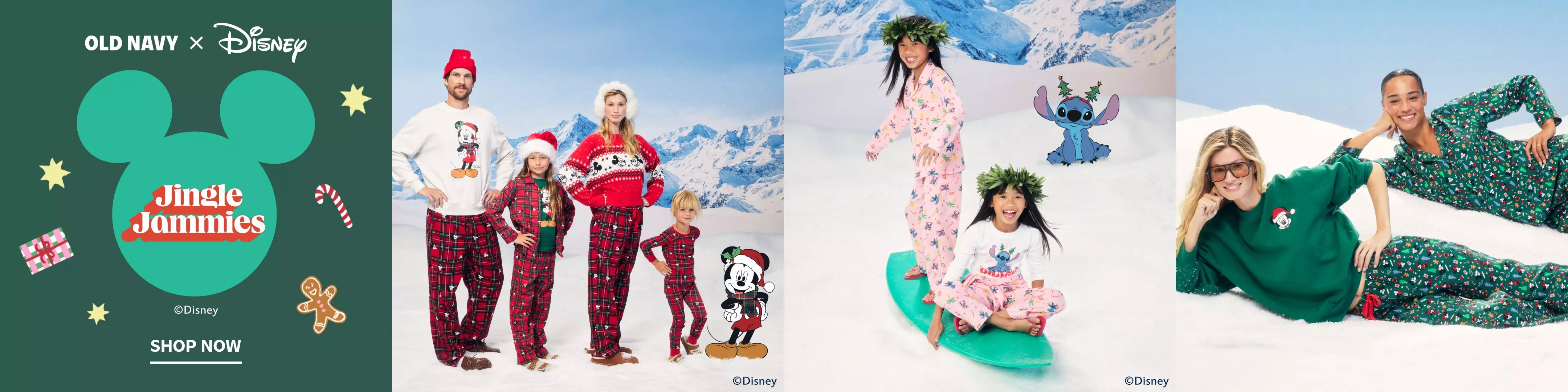 Old navy x disney. Jingle jammies. Shop now. 